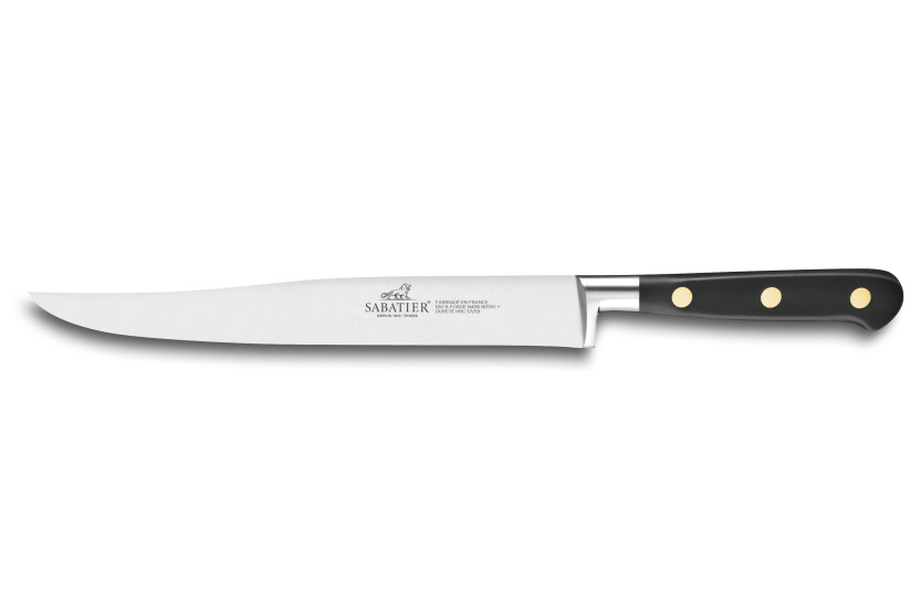 SABATIER Ideal yatagan-kniv 100 % rustfritt stål smidd med messingnagler 20 cm blad