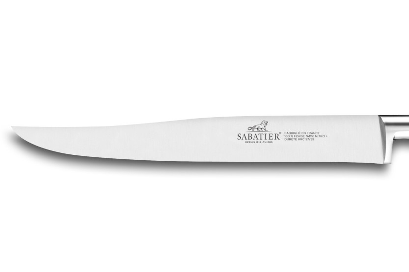 SABATIER Ideal yatagan-kniv 100 % rustfritt stål smidd med messingnagler 20 cm blad