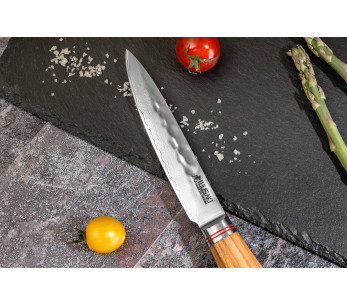 Wusaki Damaskus 10Cr 12cm Universalkniv Olivträhandtag 2