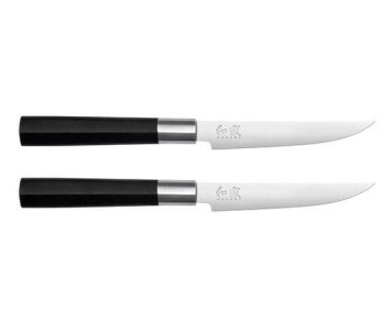 2 facas japonesas pretas para bifes kai wasabi 12cm