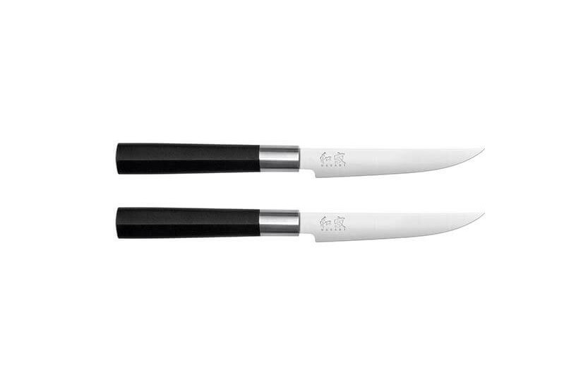Coffret 2 couteaux à steak japonais KAI Wasabi Black lame 12cm