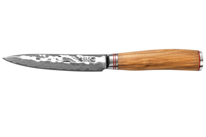 coltello universale Wusaki Damasco 10Cr 12 cm Manico in legno d'ulivo