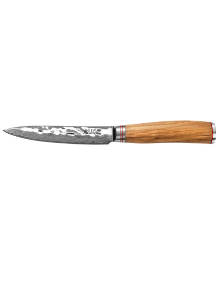 coltello universale Wusaki Damasco 10Cr 12 cm Manico in legno d'ulivo