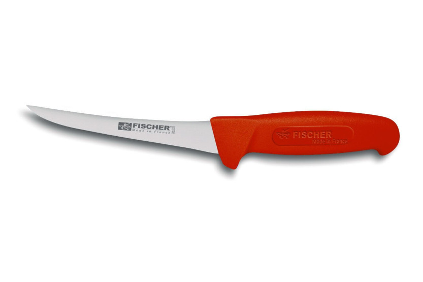 Couteau à désosser Bargoin lame courbée 15cm manche rouge