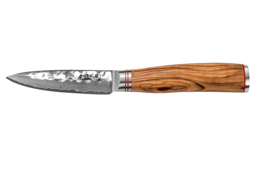 Wusaki Damast Spickmesser 10Cr 9cm Griff aus Olivenholz