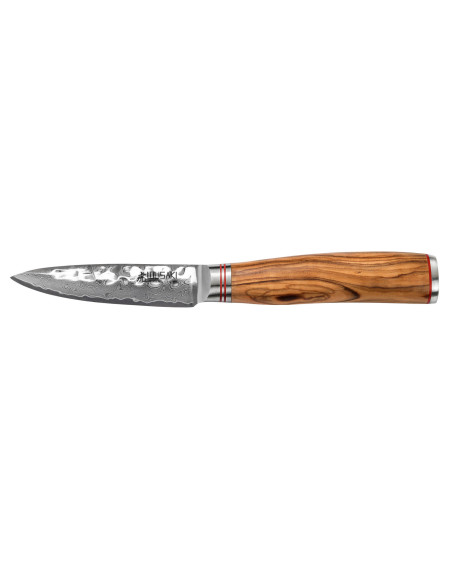 Wusaki Damaskus skalkniv 10Cr 9cm olivträhandtag
