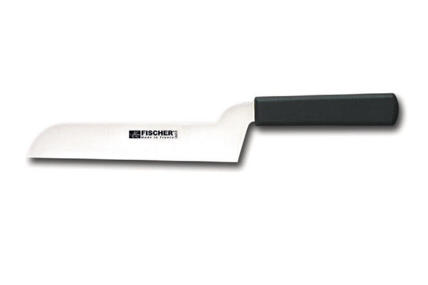 Fischer kaasmes roestvrij staal gebogen lemmet 21cm zwart handvat