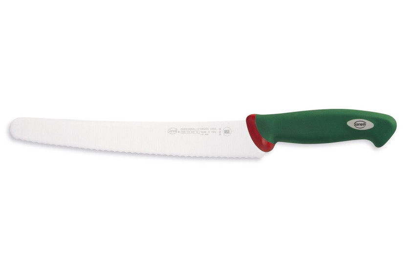 Couteau à génoise professionnel SANELLI Premana lame dentelée 26cm manche vert