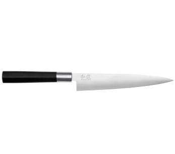 KAI Wasabi Faca para presunto japonesa preta com 18 cm de lâmina flexível