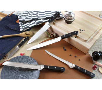 Cuchillo jamonero profesional Pradel Excellence, 28 cm hoja nido de abeja 2