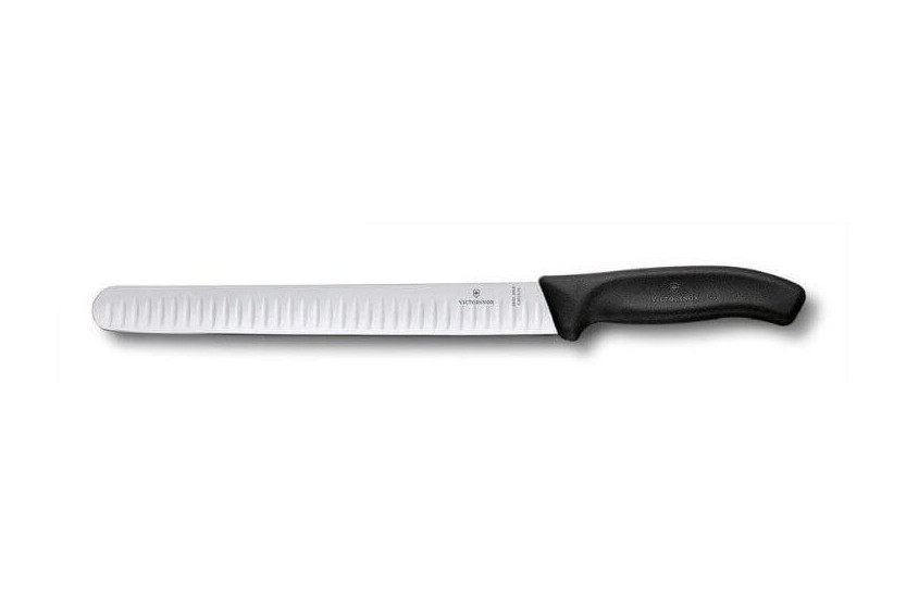 Victorinox SwissClassic kinkkuveitsi 25cm musta, jossa on granton-särmäterä
