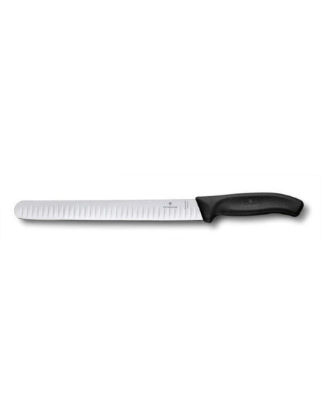 Victorinox SwissClassic kinkkuveitsi 25cm musta, jossa on granton-särmäterä