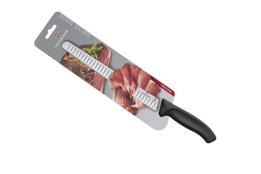 Victorinox SwissClassic Coltello da Prosciutto 25cm lama nera con fossette