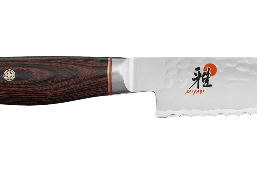 Japanisches Brotmesser Miyabi 6000MCT gehämmerte Klinge 23cm + Pakkaholzgriff