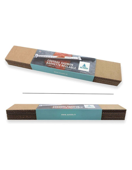 Couteau à saumon / jambon Au Nain 40cm barrette réglable manche bois