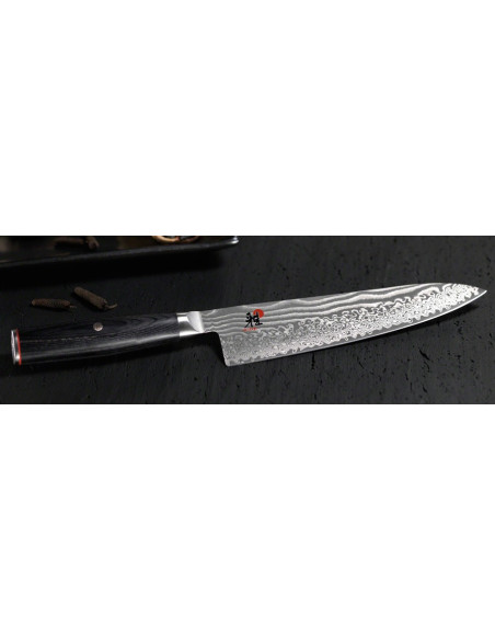 Miyabi 5000FCD Japans koksmes 20cm damascus lemmet 48 lagen pakkahout handvat