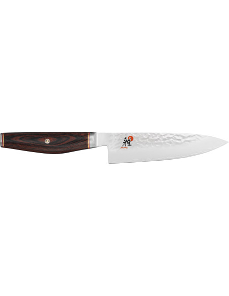 Faca do chef japonesa Miyabi 6000MCT com lâmina martelada de 16 cm + cabo Pakka