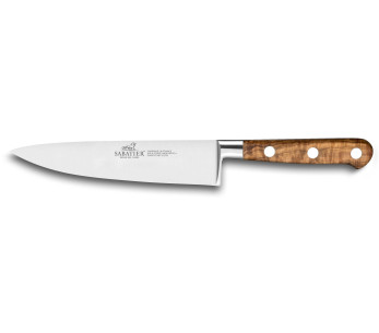 Kokkekniv SABATIER Provençao 100% smidd 15cm oliven trehåndtak