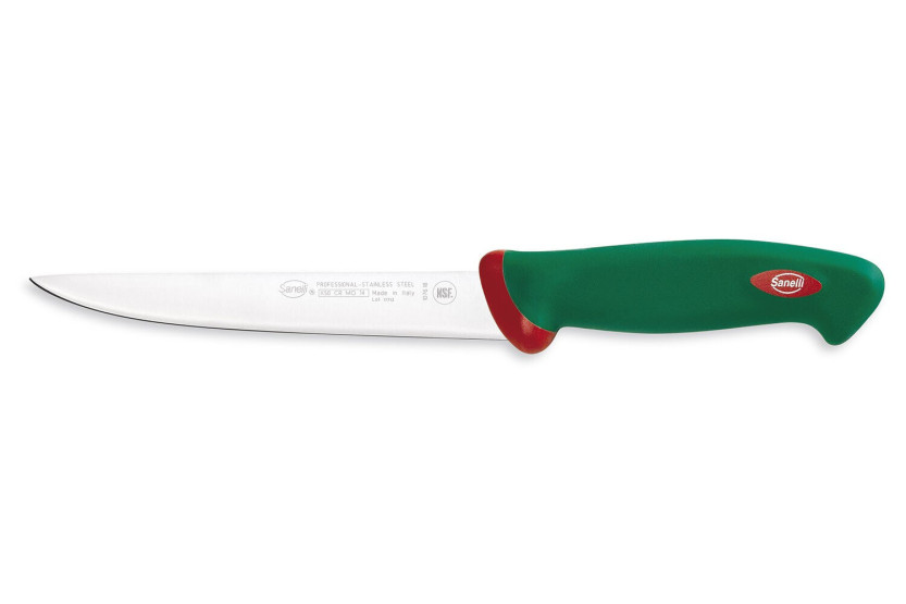 Cuchillo fileteador de pescado   profesional  SANELLI Premana hoja flexible 18 cm, mango verde
