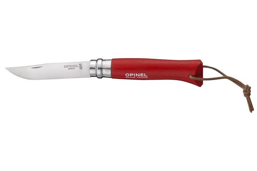 Opinel vouwmes n°08 baroudeur rood handvat