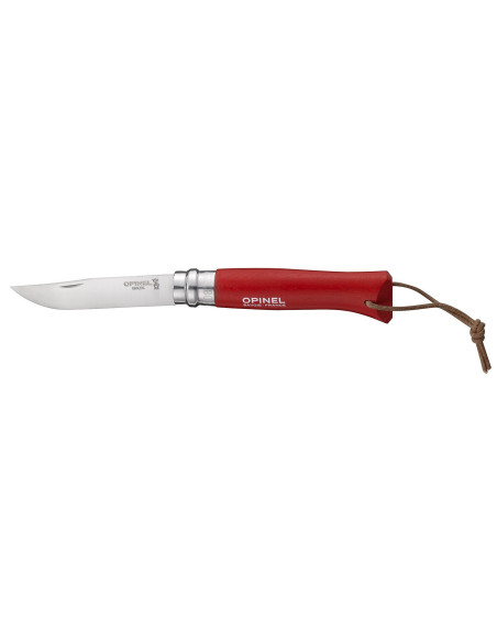 Opinel foldekniv n°08 baroudeur rødt skaft