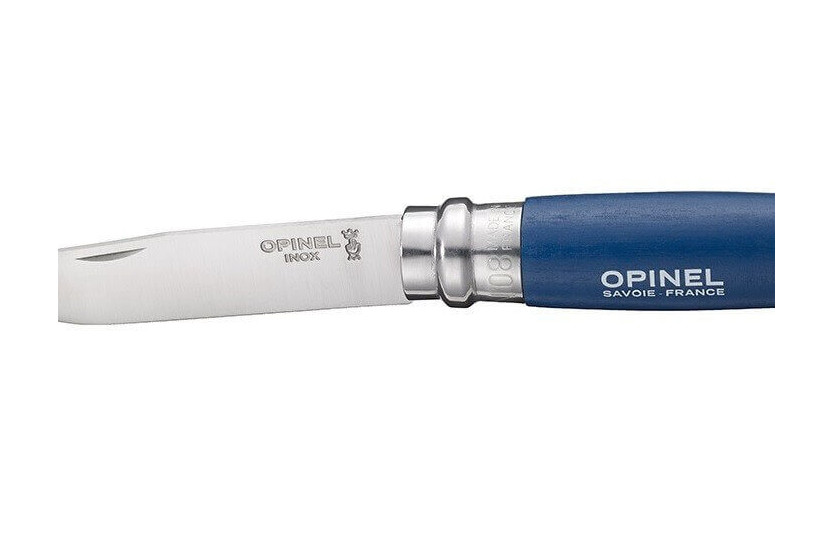 Couteau Opinel Tradition Baroudeur n°08 lame 8,5cm manche bleu + cordon
