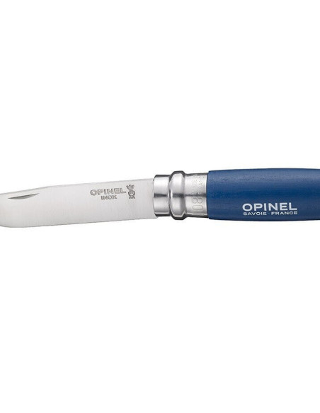 Opinel fickkniv n°08 Baroudeur blått handtag + sladd