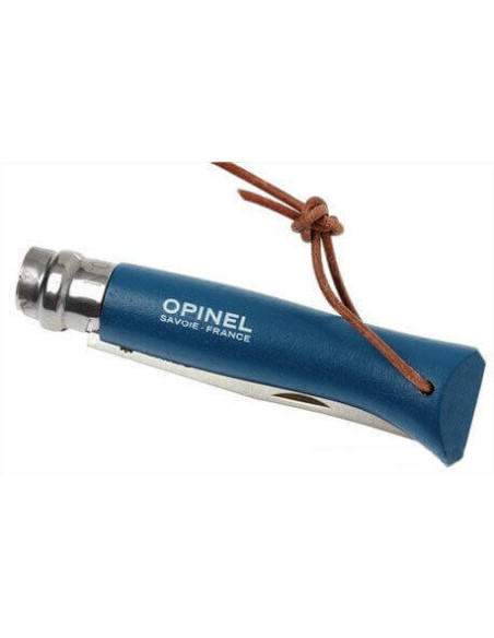 Opinel lommekniv n°08 Baroudeur blåt skaft + ledning