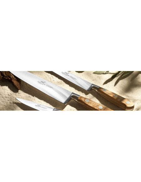 Schinkenmesser SABATIER Provençao 100% geschmiedet mit Kullen 30cm Griff aus Olivenholz