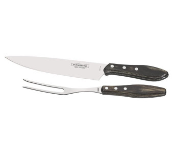Knivset Tramontina brown 2-delat grillset med köttgaffel och kockkniv