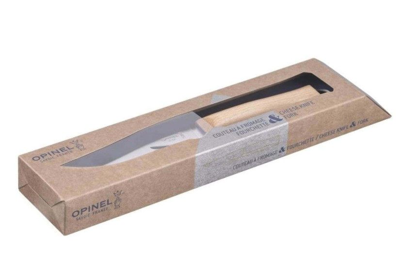 Opinel 2-delt ostesett gaffel + kniv i rustfritt stål