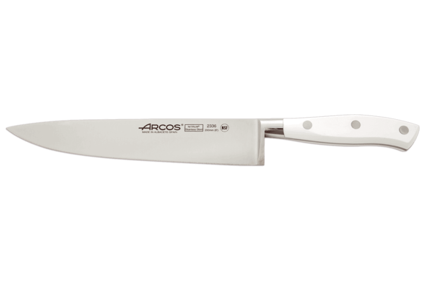 Arcos Riviera Hvit NITRUM design Knivblokk i rustfritt stål 4 kniver + saks