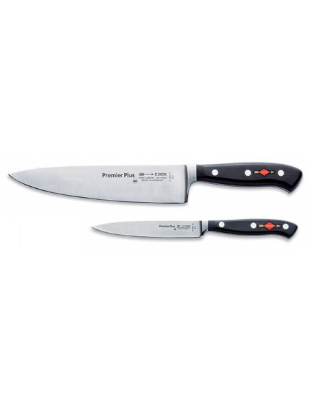 Knivsett med 2 Dick Premier Plus profesjonelle smidde kokkekniver og parerkniver