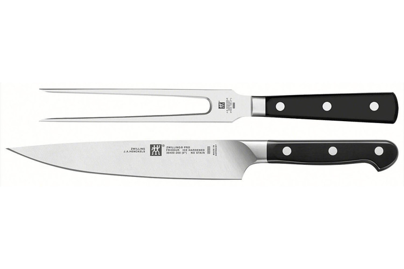 Juego de trinchar forjado Zwilling Pro - 1 Tenedor trinchante de carne + 1 Cuchillo para trinchar