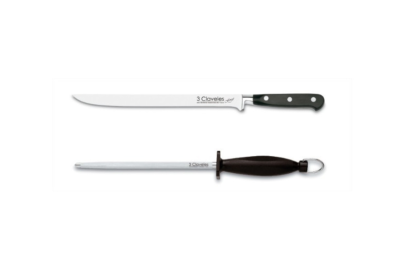 3 Claveles skinkekniv og slipestålsett