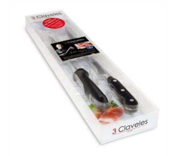 Coffret couteau à jambon et fusil à aiguiser 3 Claveles 2