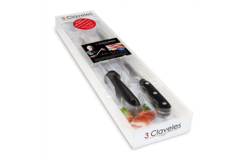Set di coltelli - Coltello da prosciutto e acciaino in scatola 3 Claveles
