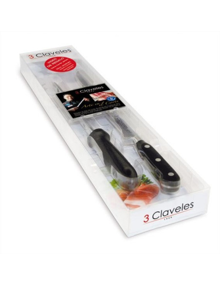 Set di coltelli - Coltello da prosciutto e acciaino in scatola 3 Claveles