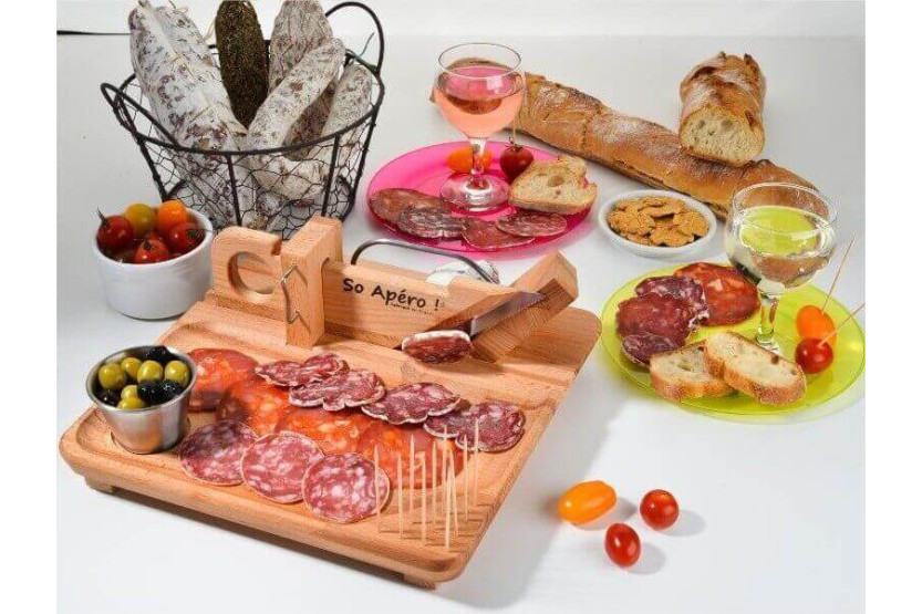 SO APERO pølseskærer! 100% fransk + integreret bakke