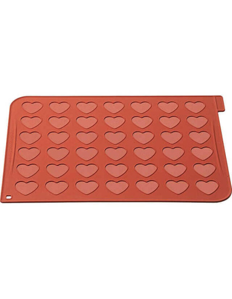 Plaque macarons en silicone 40x30cm 42 empreintes forme coeur