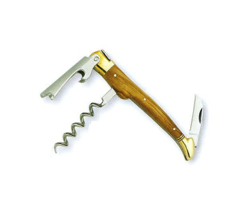 Saca-rolhas Laguiole Crossbow G. David 3 peças em latão cabo em madeira de oliveira 12 cm
