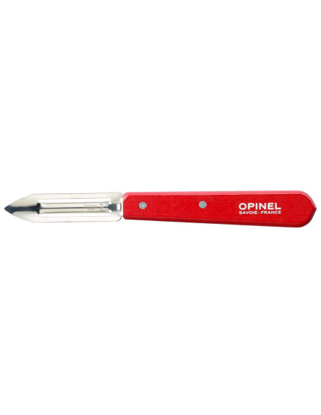 Opinel  Sparschäler mit 6 cm langer Klinge mit Mikrozahnung aus rostfreiem Stahl und rotem Griff