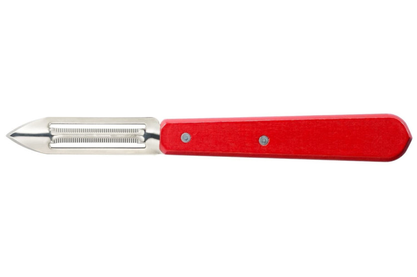 Opinel  Sparschäler mit 6 cm langer Klinge mit Mikrozahnung aus rostfreiem Stahl und rotem Griff