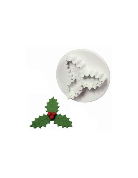 Jeu de 2 découpoirs + poussoirs feuille de houx triple Ø 22 et 45mm