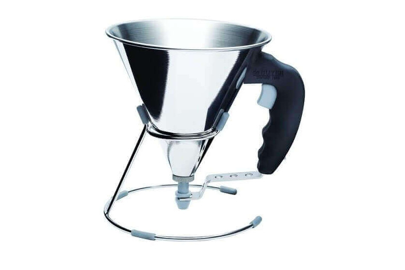 Imbuto a pistone in acciaio inox De Buyer + supporto - Dosaggio pasticceria