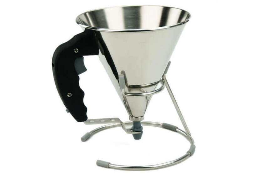 Imbuto a pistone in acciaio inox De Buyer + supporto - Dosaggio pasticceria