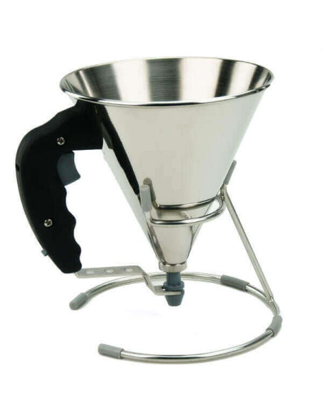 Imbuto a pistone in acciaio inox De Buyer + supporto - Dosaggio pasticceria