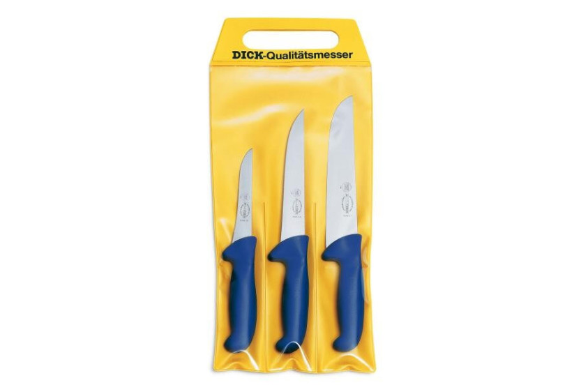 Set van 3 DICK ERGOGRIP blauwe slagersmessen boner+bleed+butcher