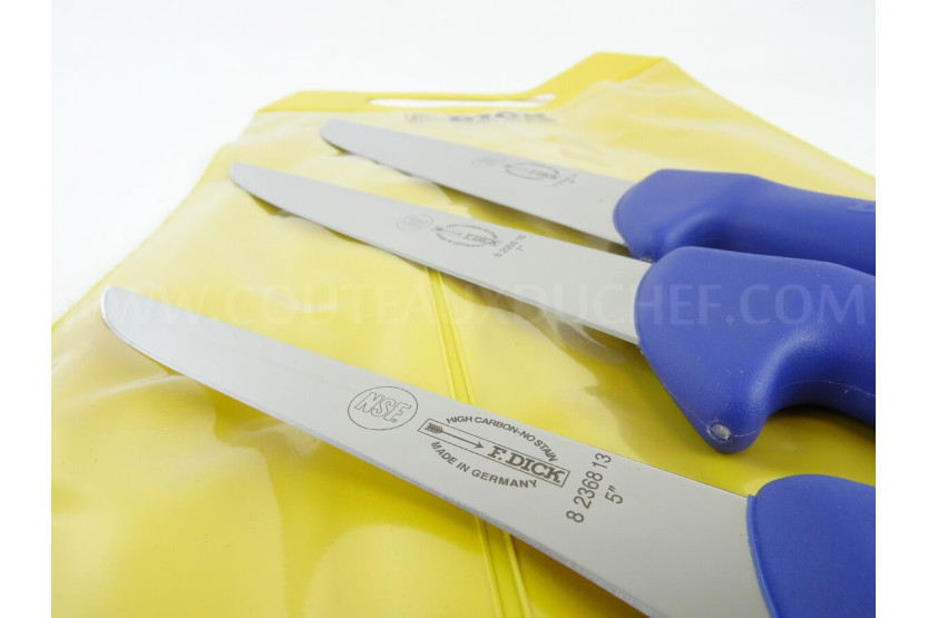 Sett med 3 DICK ERGOGRIP blå slaktekniver boner+bleed+butcher