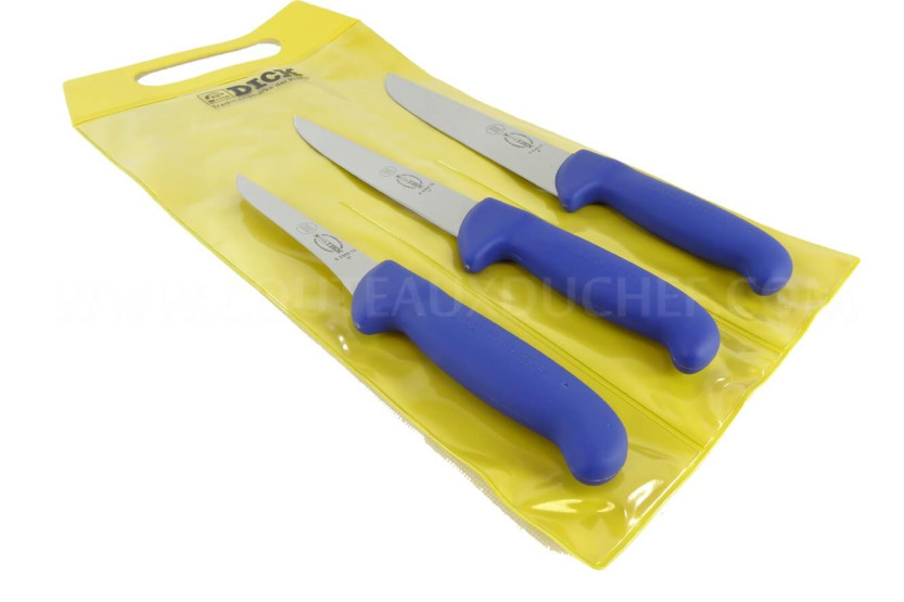 Set van 3 DICK ERGOGRIP blauwe slagersmessen boner+bleed+butcher